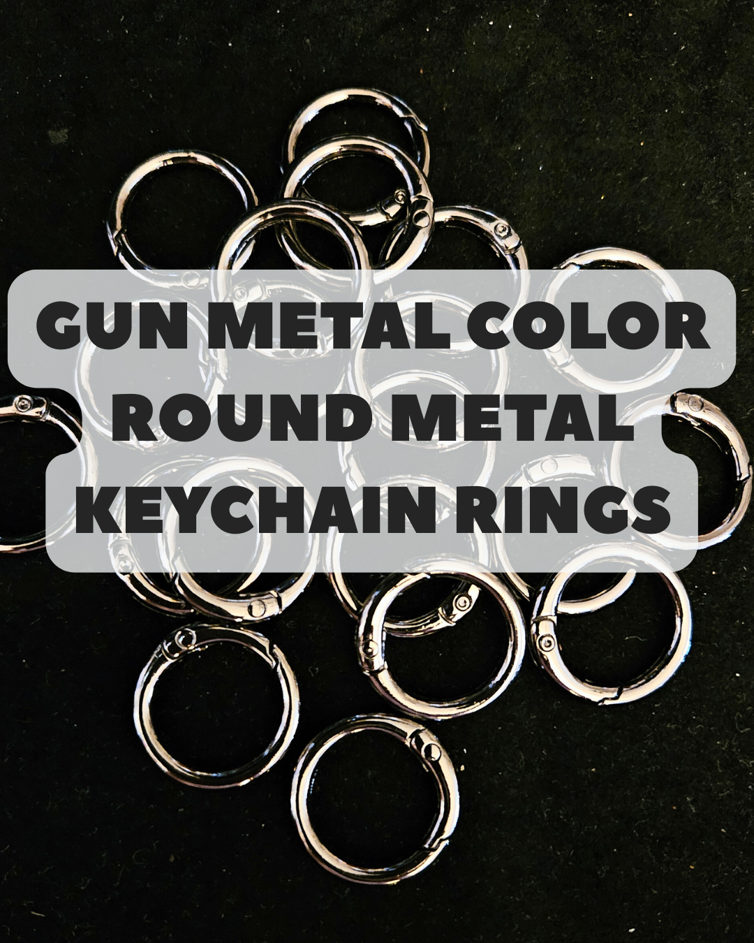 Gunmetal Color Round Metal Keychain Ring